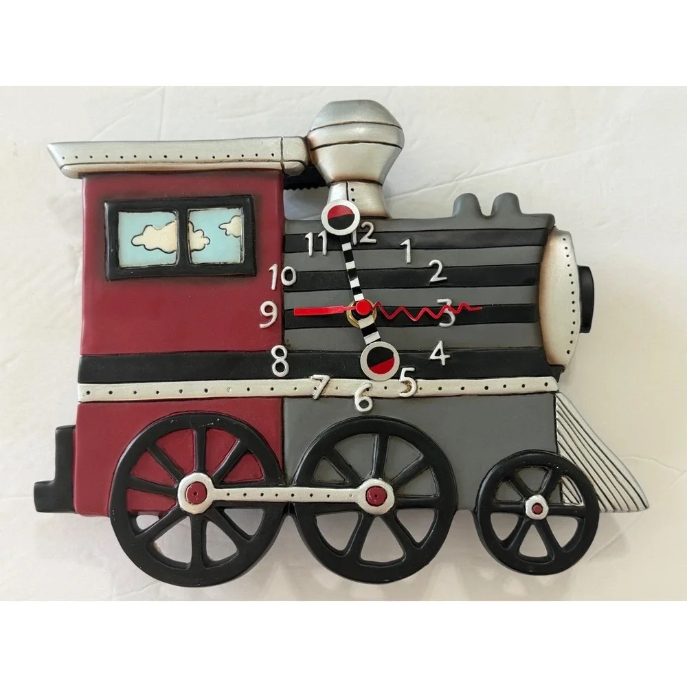Allen Designs Studio Steam Engine Train Locomotive Wall Clock No Pendulum
